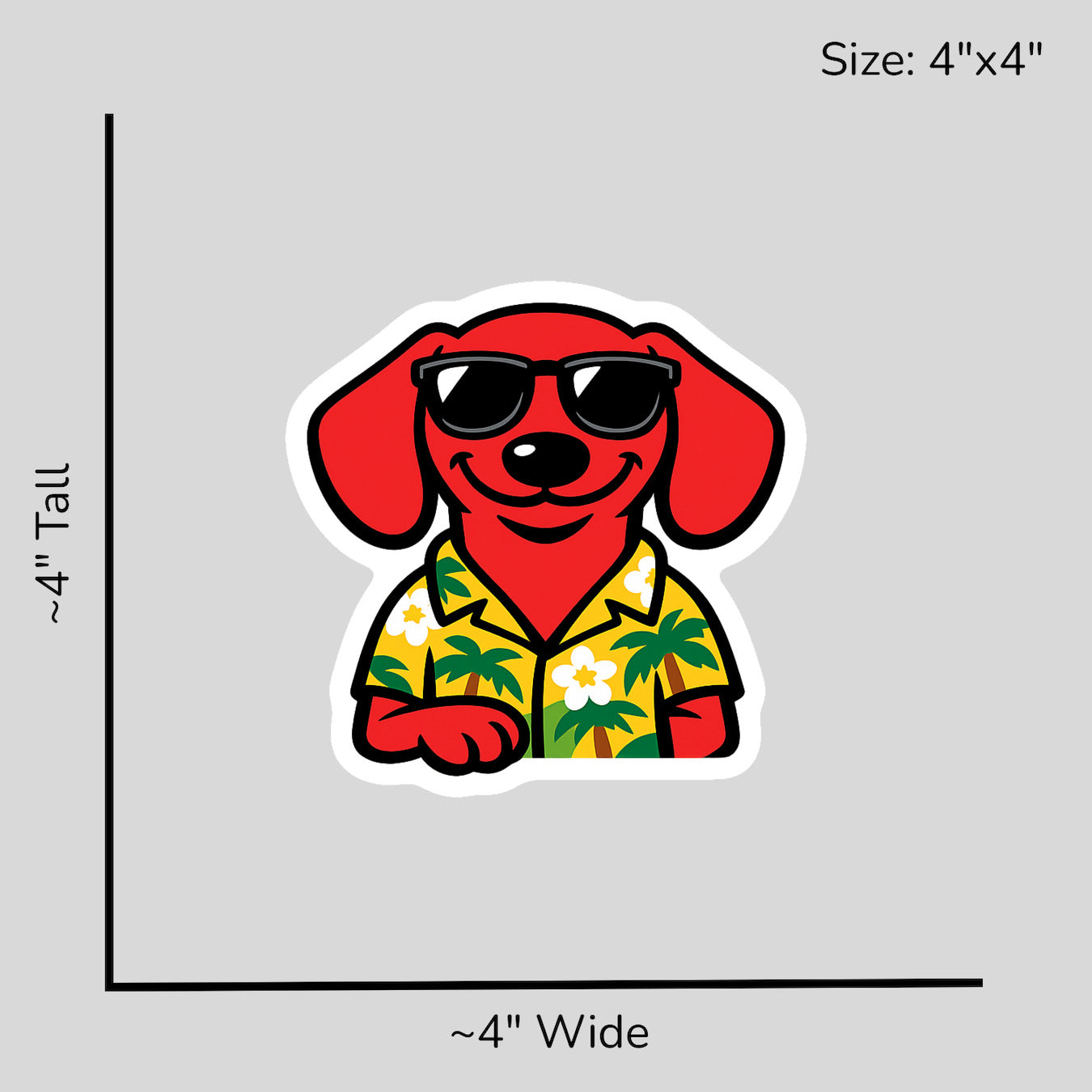 Tropical Red Dachshund - Size Reference Mockup
