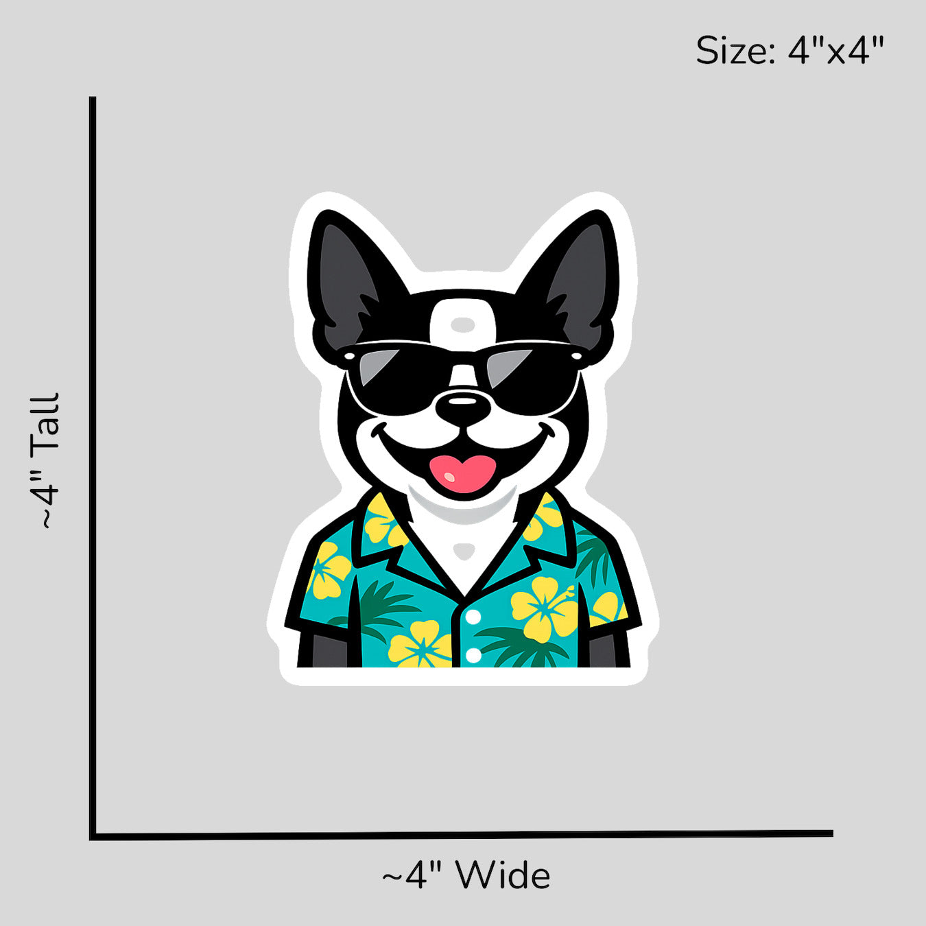 Tropical Boston Terrier - Size Reference Mockup