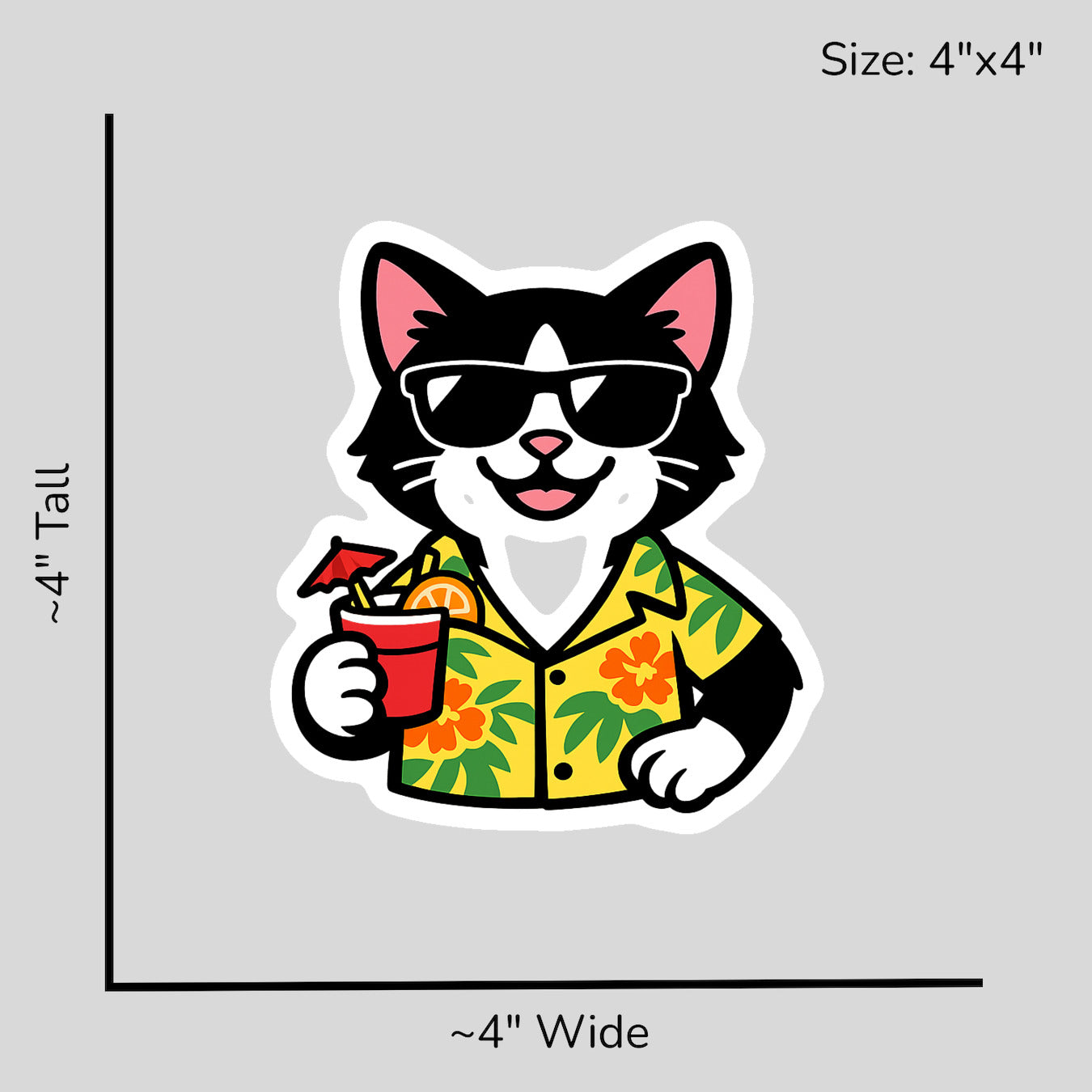 Tropical Tuxedo Cat - Size Reference Mockup