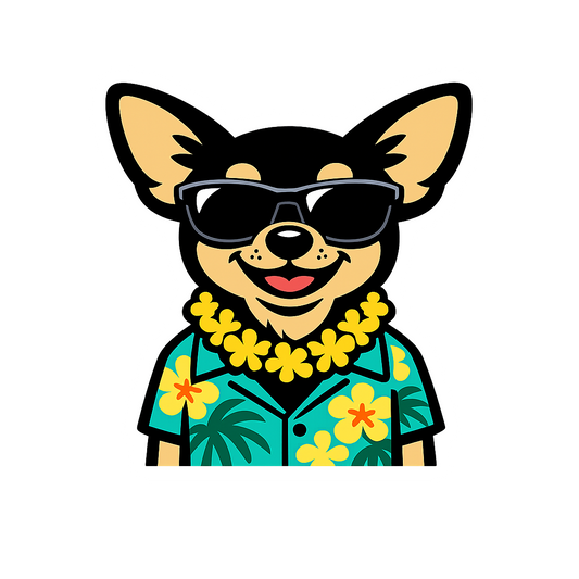 Tropical Black Chihuahua - Bordered Artwork