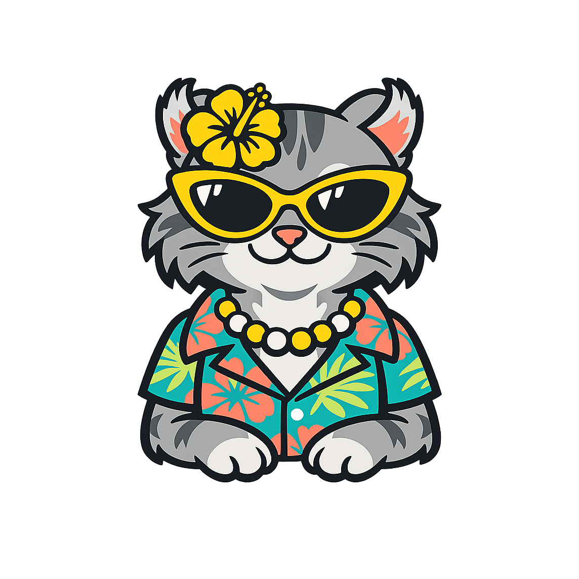 Gray Highland Lynx Cat - Bordered Artwork