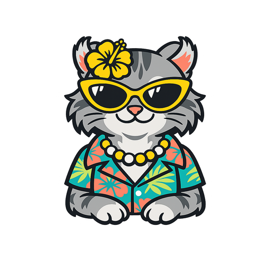 Gray Highland Lynx Cat - Bordered Artwork