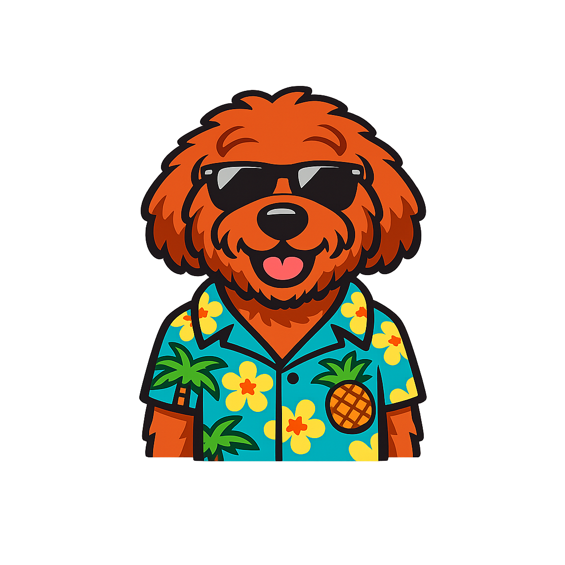 Tropical Red Goldendoodle - Bordered Artwork