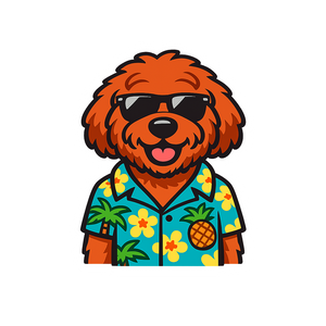 Tropical Red Goldendoodle - Bordered Artwork