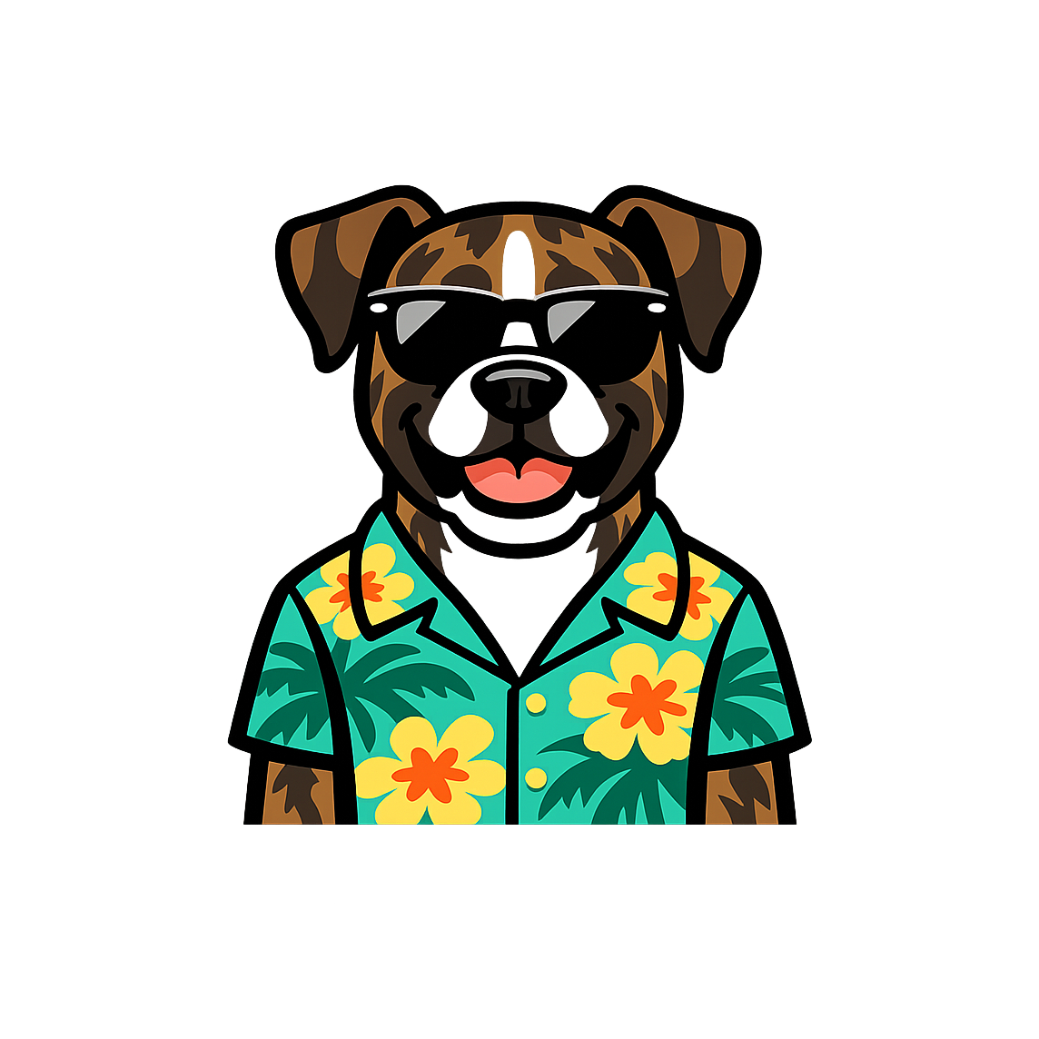 Tropical Brindle Boxer - Bordered Artwork
