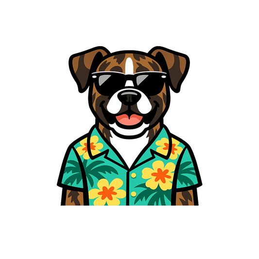 Tropical Brindle Boxer - Bordered Artwork