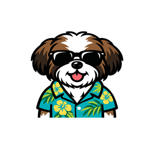 Tropical Brindle Shih Tzu - Bordered Artwork