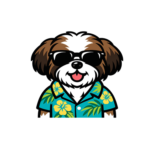 Tropical Brindle Shih Tzu - Bordered Artwork