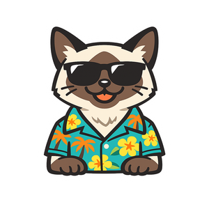 Tropical Siamese Cat - Bordered Artwork