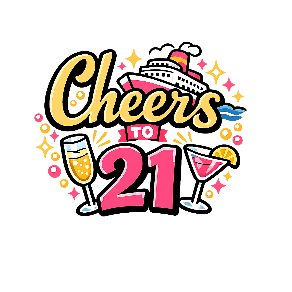 Cheers to 21 - Bordered Artwork