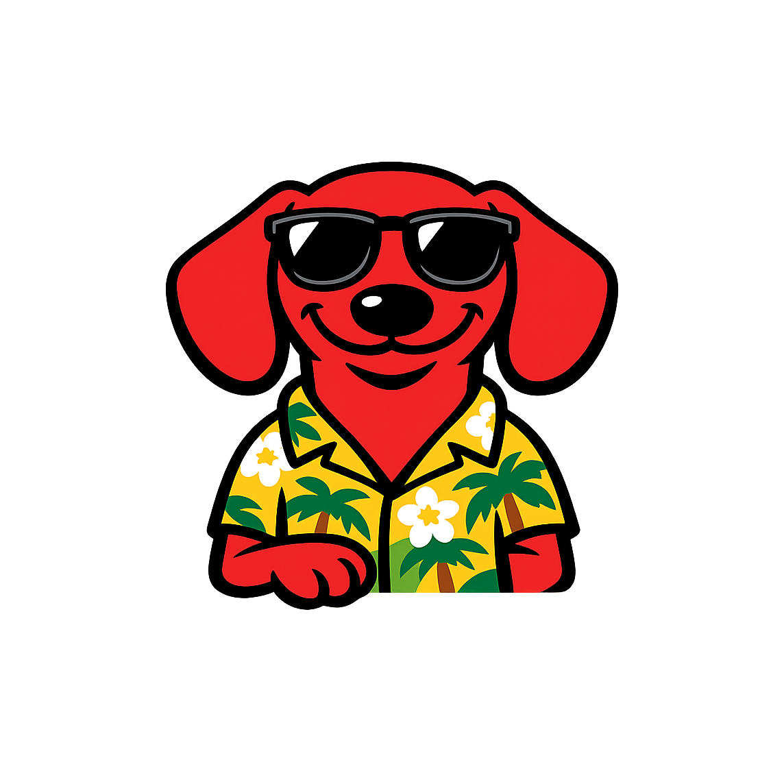 Tropical Red Dachshund - Bordered Artwork