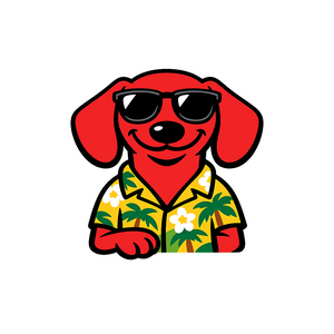 Tropical Red Dachshund - Bordered Artwork