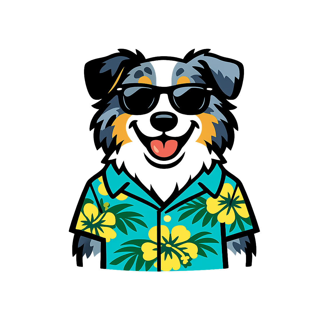 Tropical Blue Merle Australian Shepherd - Bordered Artwork