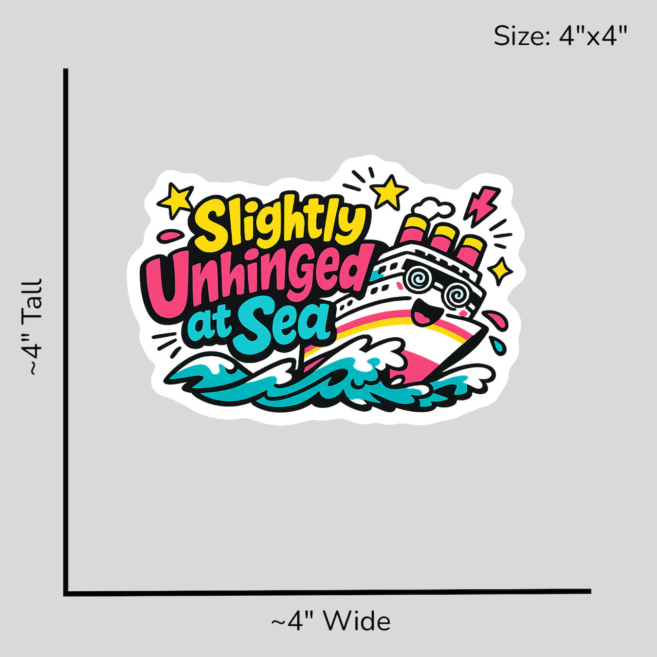 Slightly Unhinged at Sea - Size Reference Mockup