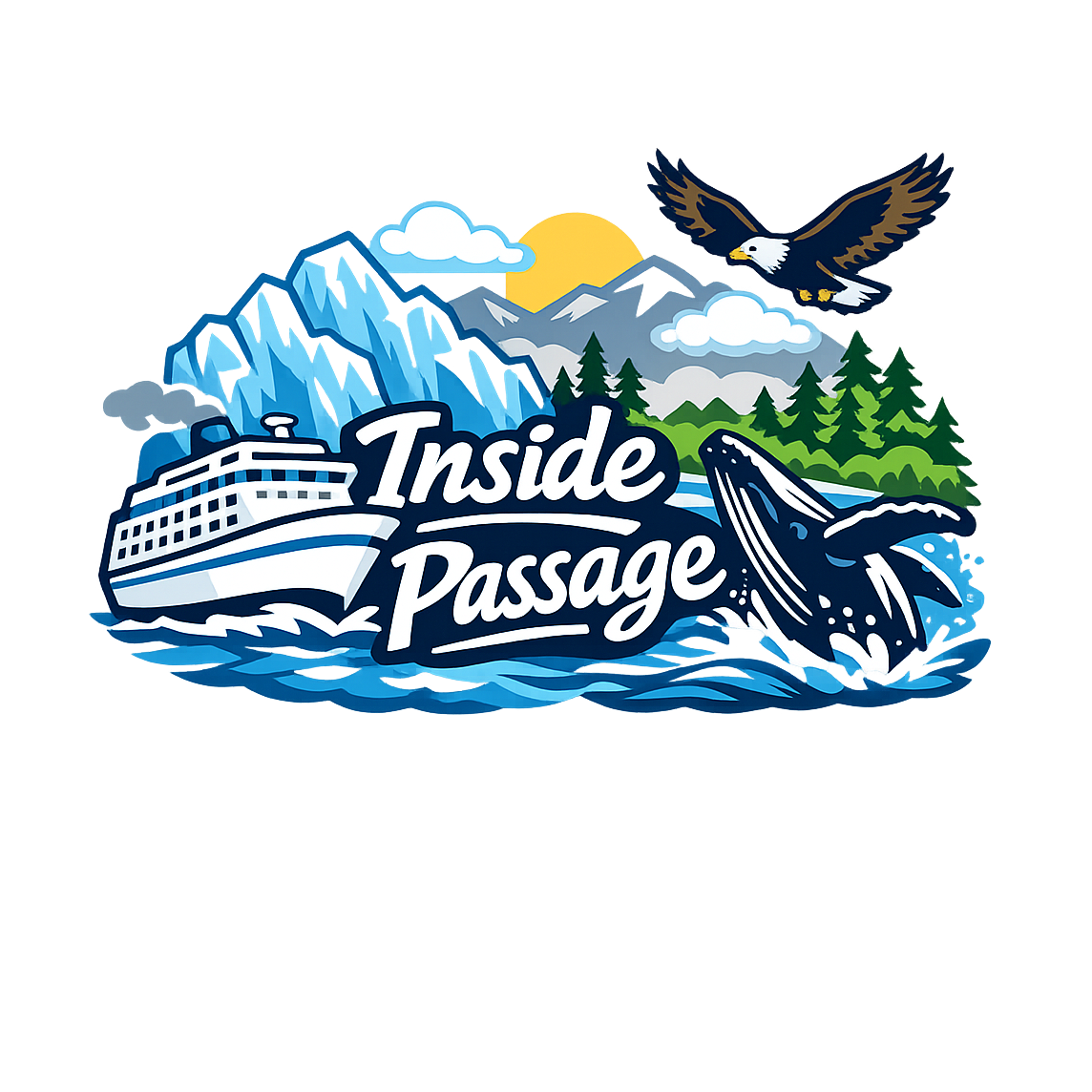 Alaskan Inside Passage Wildlife - Bordered Artwork