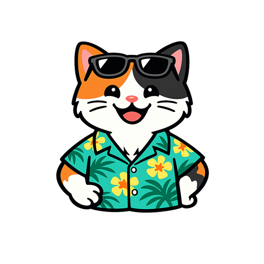 Tropical Calico Cat - Bordered Artwork