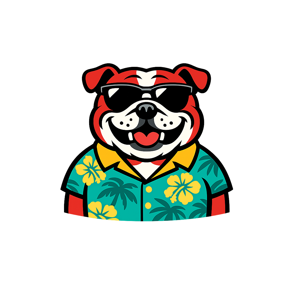 Tropical Red English Bulldog - Bordered Artwork