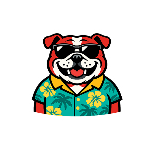 Tropical Red English Bulldog - Bordered Artwork
