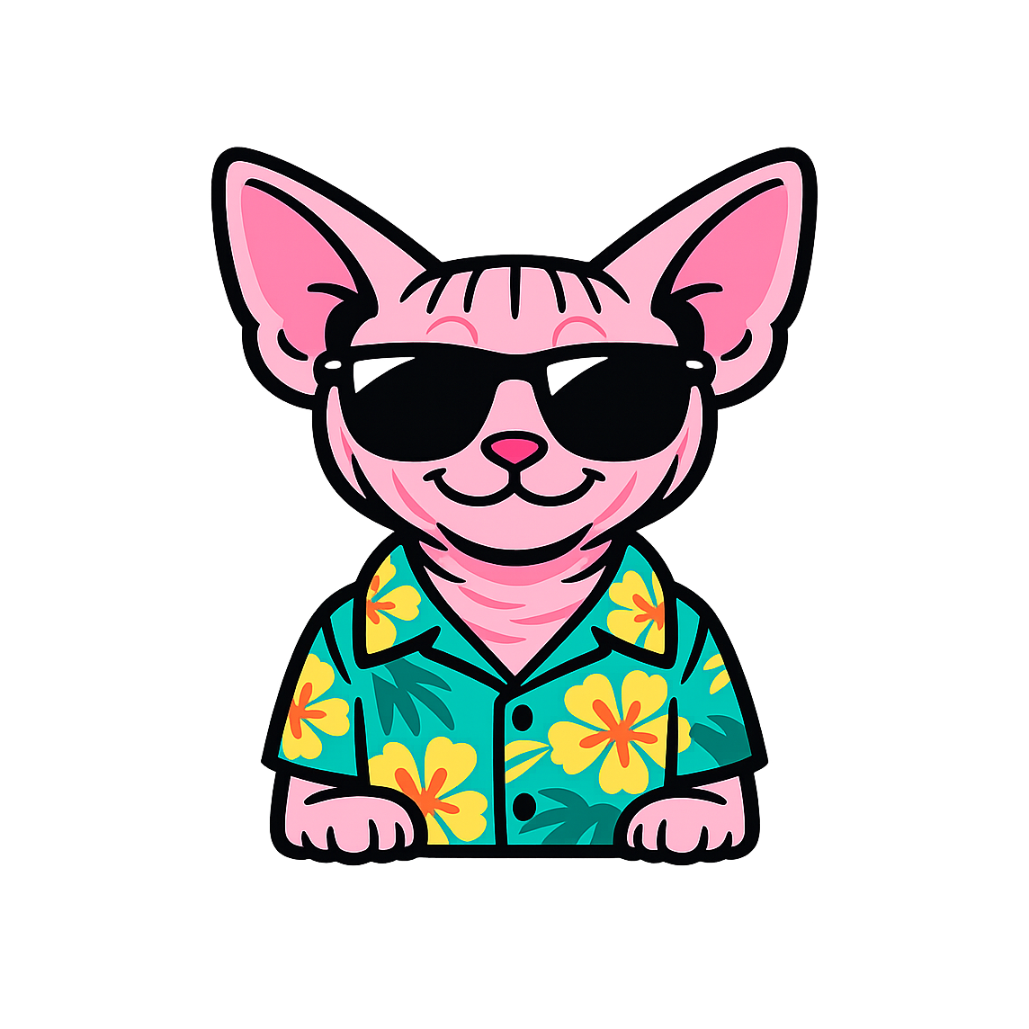 Tropical Sphynx Cat - Bordered Artwork