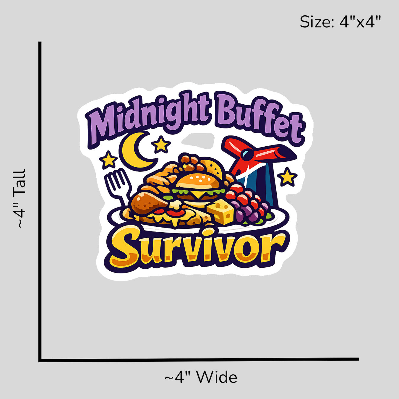 Midnight Buffet Survivor - Size Reference Mockup