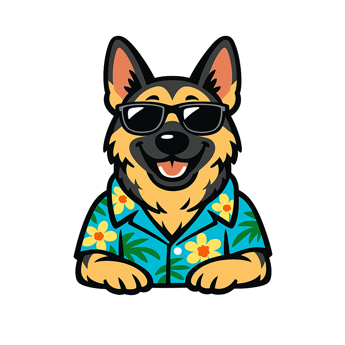 Tropical German Shepherd - Bordered Artwork