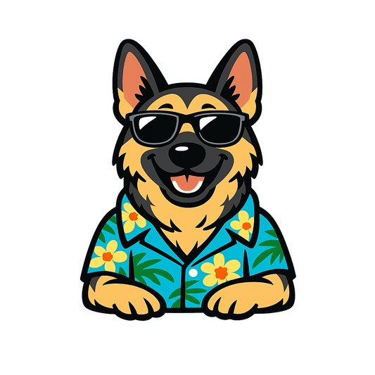 Tropical German Shepherd - Bordered Artwork