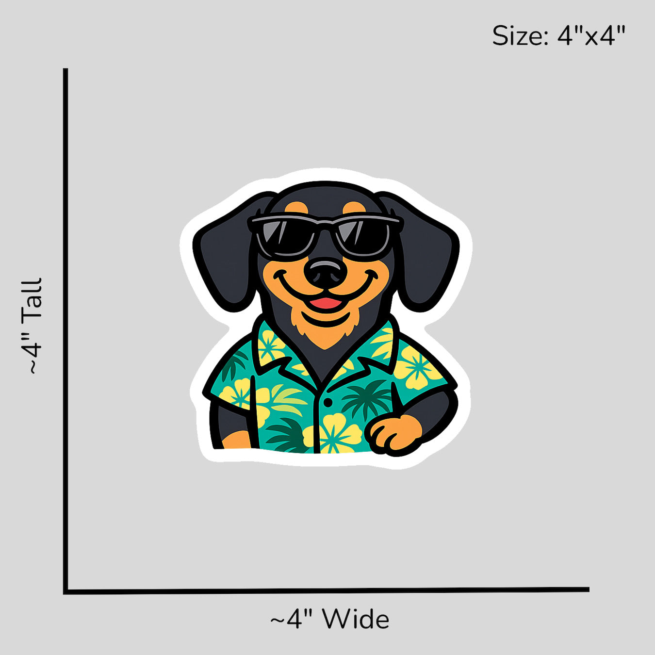 Tropical Black Dachshund - Size Reference Mockup