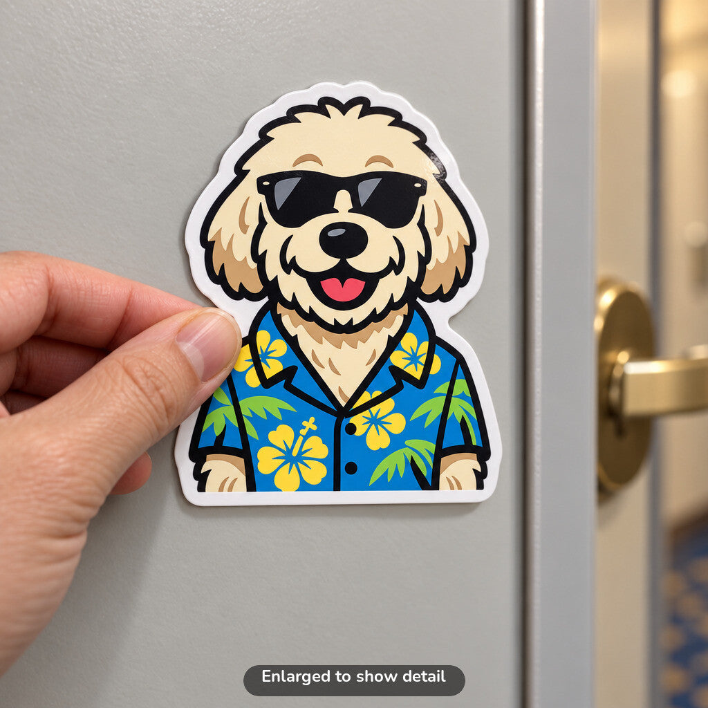 Tropical Cream Goldendoodle - Magnet on Cruise Cabin Door