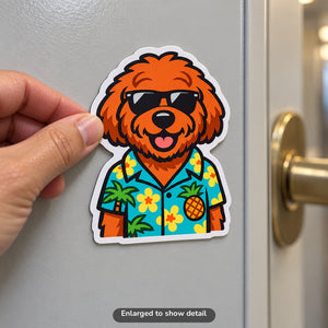 Tropical Red Goldendoodle - Magnet on Cruise Cabin Door