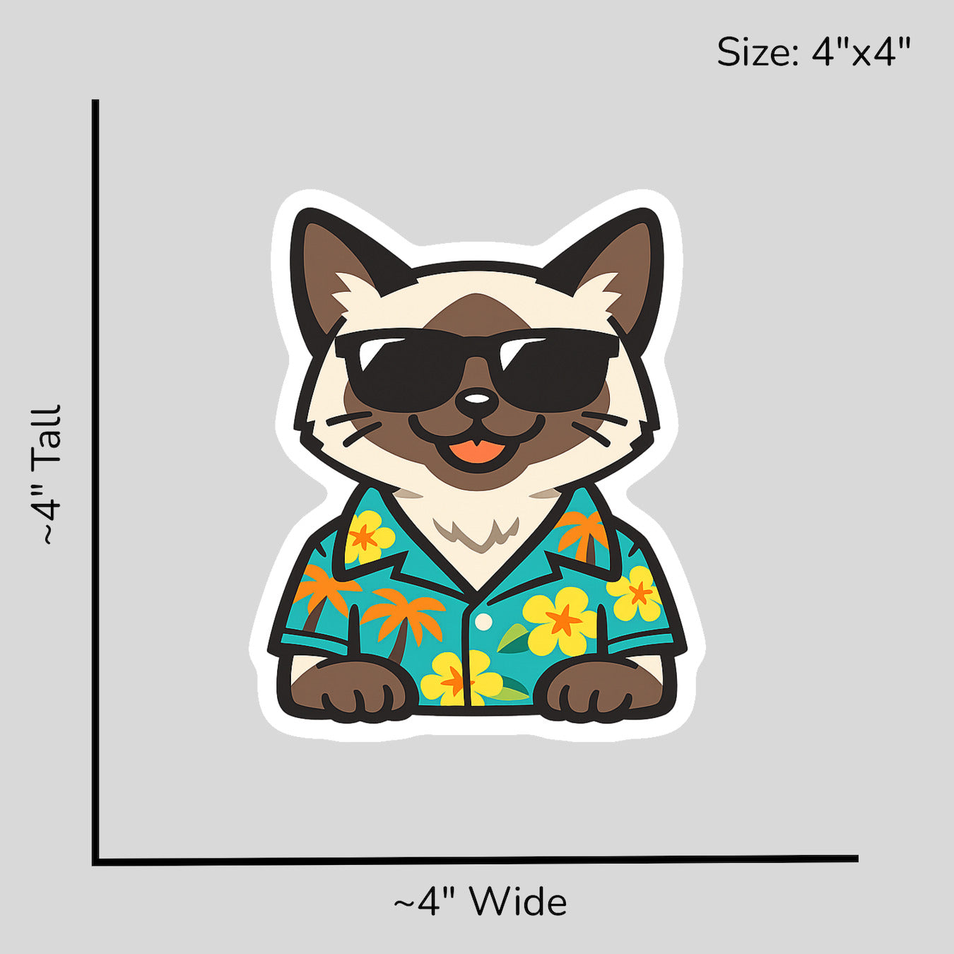 Tropical Siamese Cat - Size Reference Mockup