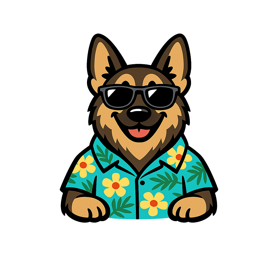 Tropical Sable German Shepherd - Bordered Artwork