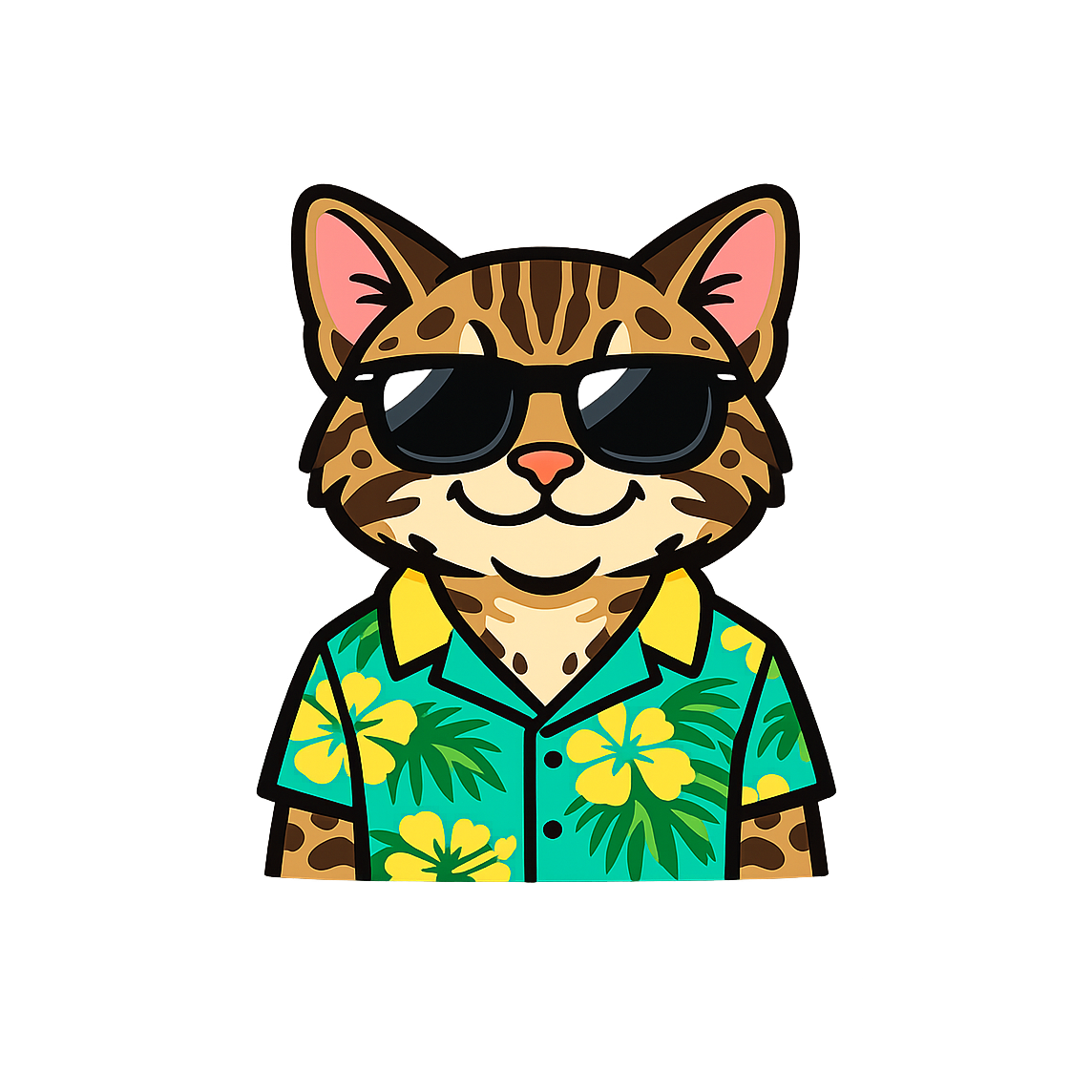 Tropical Bengal Cat - Bordered Artwork