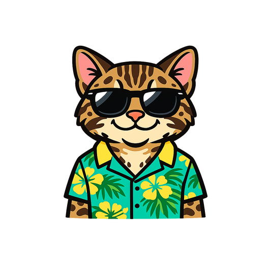 Tropical Bengal Cat - Bordered Artwork