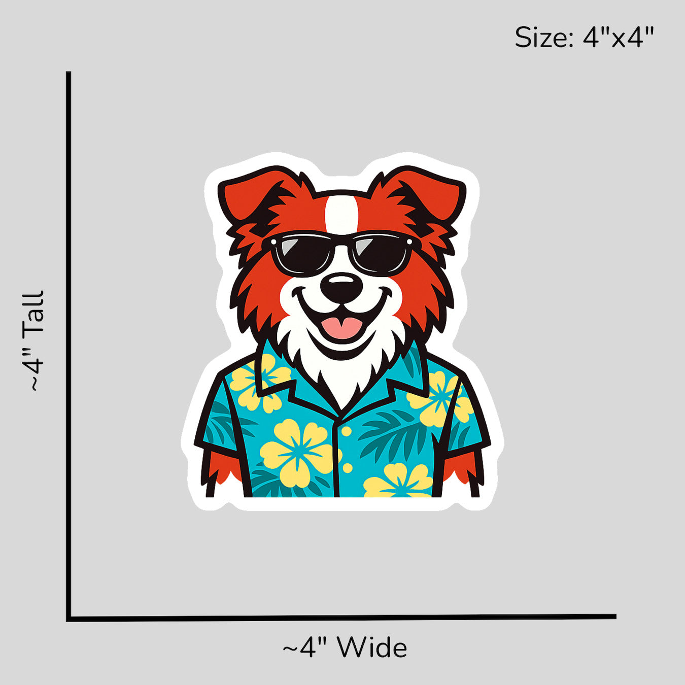 Tropical Red Border Collie - Size Reference Mockup