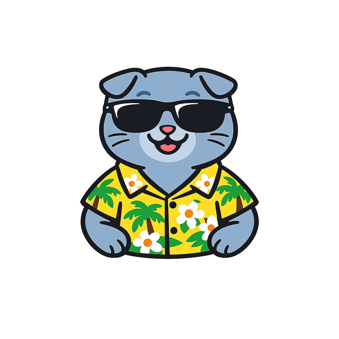 Tropical Scottish Fold - Bordered Artwork