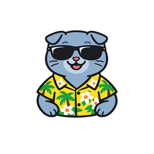 Tropical Scottish Fold - Bordered Artwork