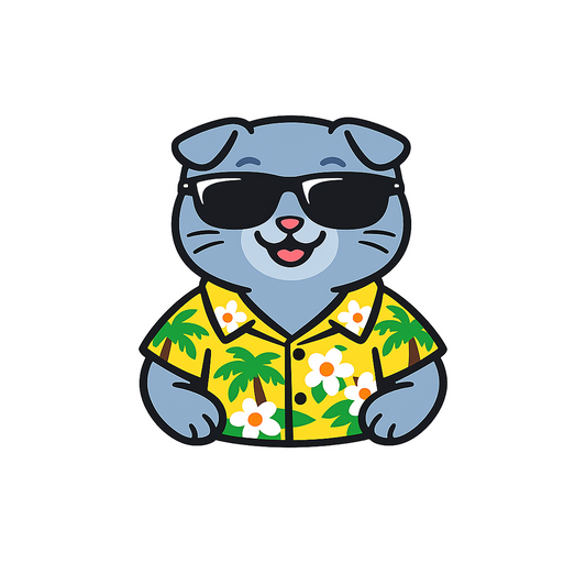 Tropical Scottish Fold - Bordered Artwork