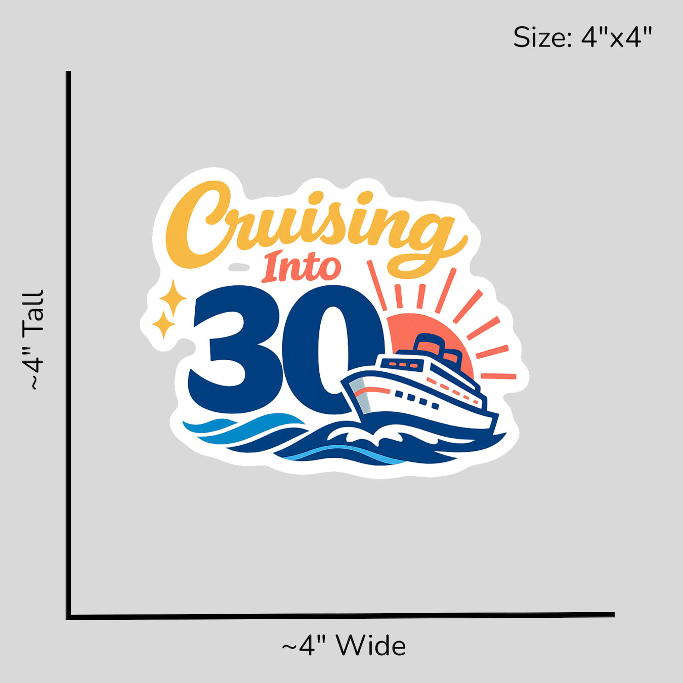 Cruising Into 30 - Size Reference Mockup