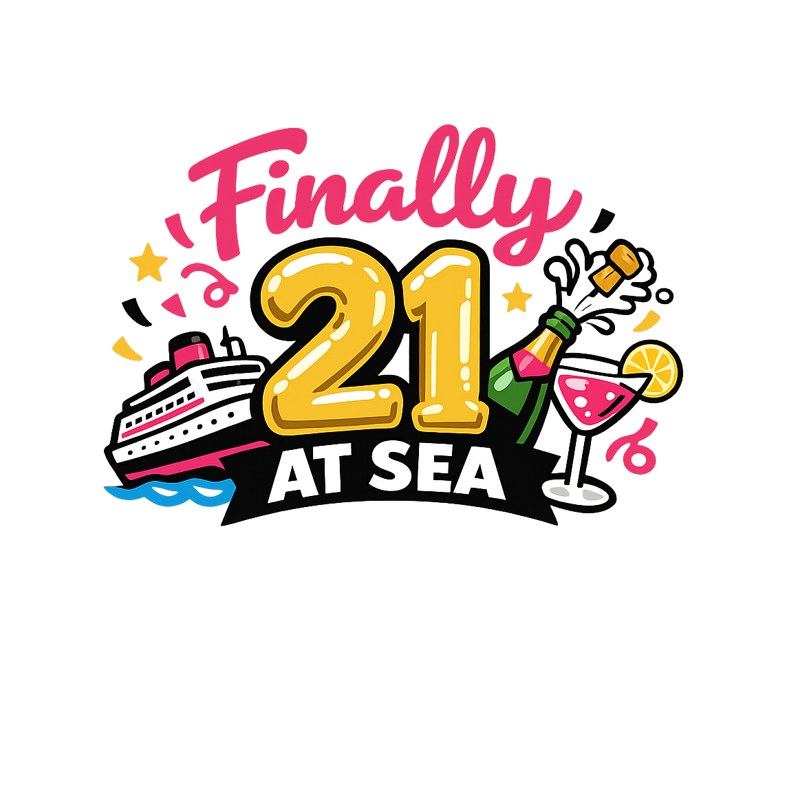 Finally 21 at Sea - Bordered Artwork