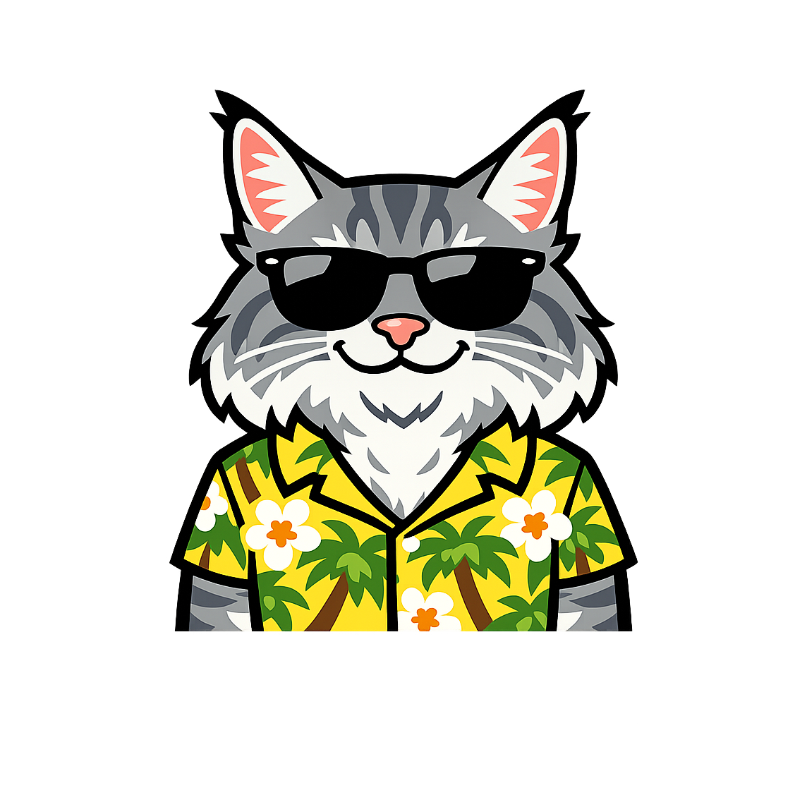 Tropical Silver Maine Coon - Bordered Artwork