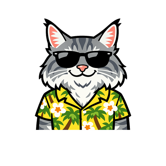 Tropical Silver Maine Coon - Bordered Artwork