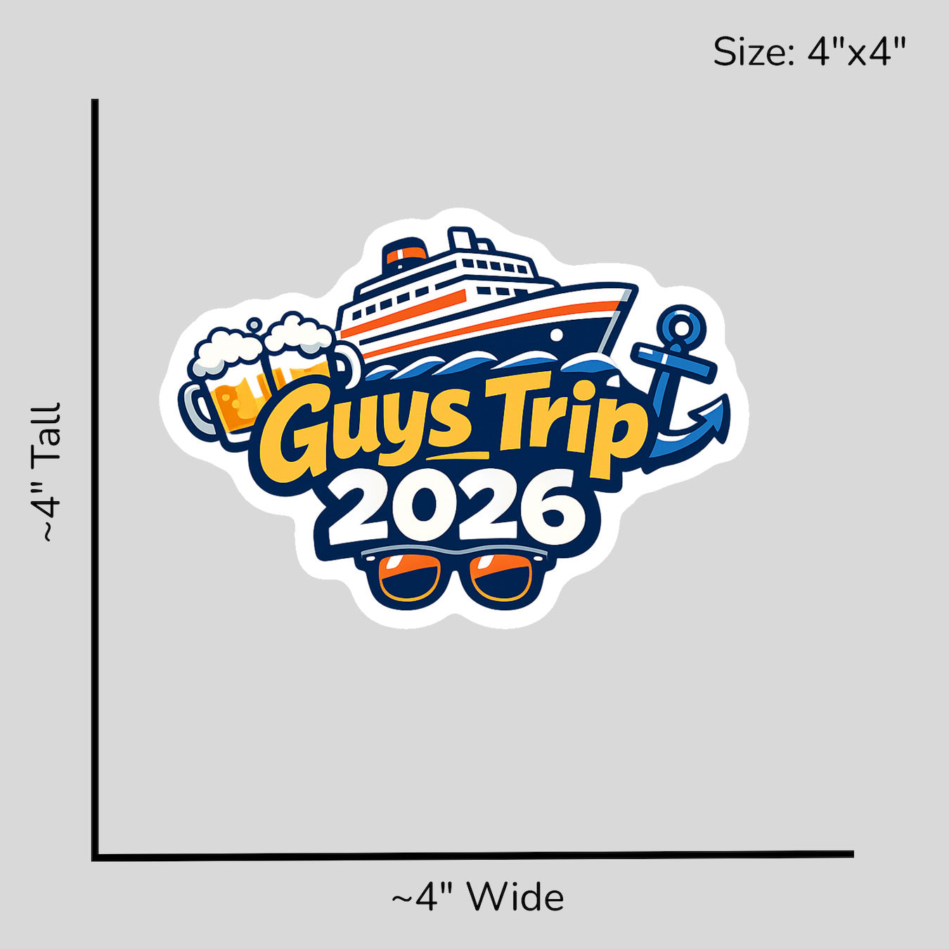 Guys Trip 2026 - Size Reference Mockup
