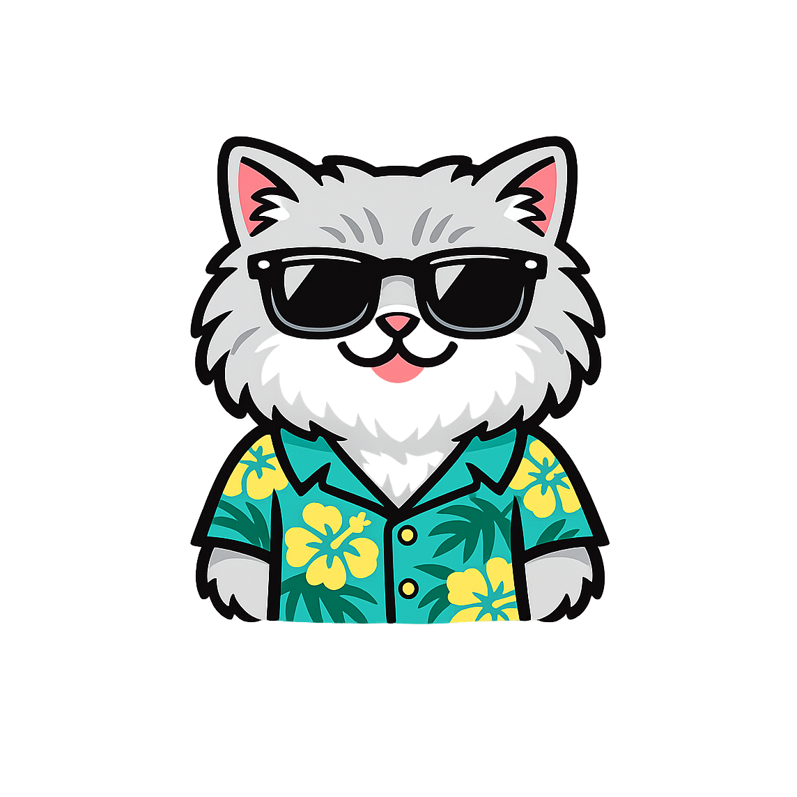 Tropical Persian Cat - Bordered Artwork